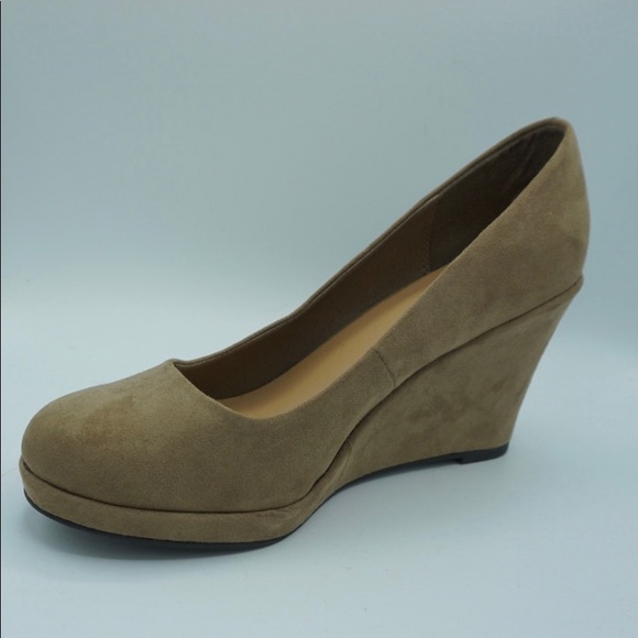 Tan Microsuede Wedges - Picture 2 of 4